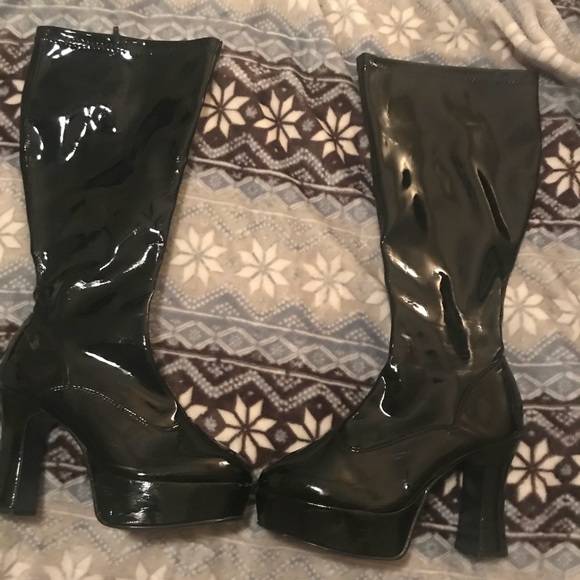 Shoes - Black faux leather platform boots